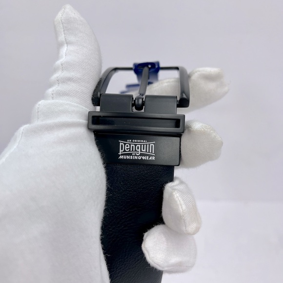 ORIGINAL PENGUIN MEN’S BLACK REVERSIBLE BELT, SMOOTH & TEXTURED BELT SIZE 38 - Picture 7 of 13